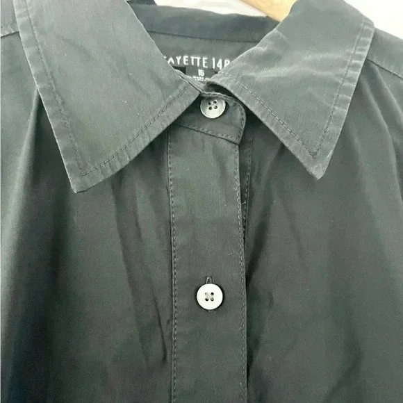 Layfayette 148 New York Black Long‎ Sleeve Roll Tab Shirtdress/Tunic Top Size 16 - Picture 12 of 12